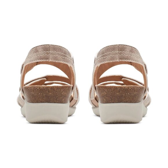 Clarks Women's Calenne Clara Strappy Wedge Sandals Bronze Size 9W - Picture 3 of 5